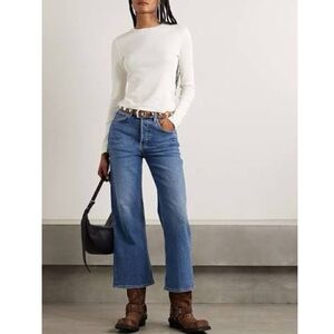 Re/Done Mid Rise Wide Leg Jean Size 29 Dark Wash Blue Women's Jeans